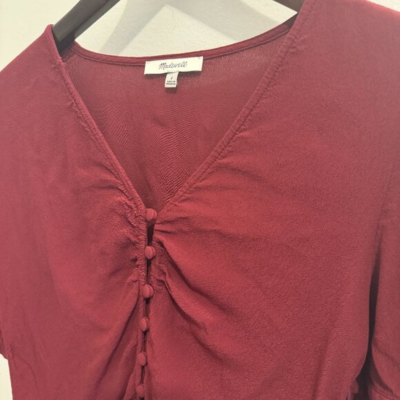 🍷Madewell Button Front Surplice V-Neck Blouse | Size 2 (fits S) - Picture 6 of 9